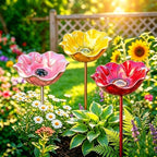 Handmade Metal Flower Garden Stake Bird Bath Bowl, Pink-3abc by Unknown
