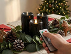 Black Flameless Pillar Candles Flickering with Remote Timer, Battery Operated LED Candles Up to 400 Hours, 3D Moving Flame Real Wax Candles(Black with Dripping Tear) - Image 2