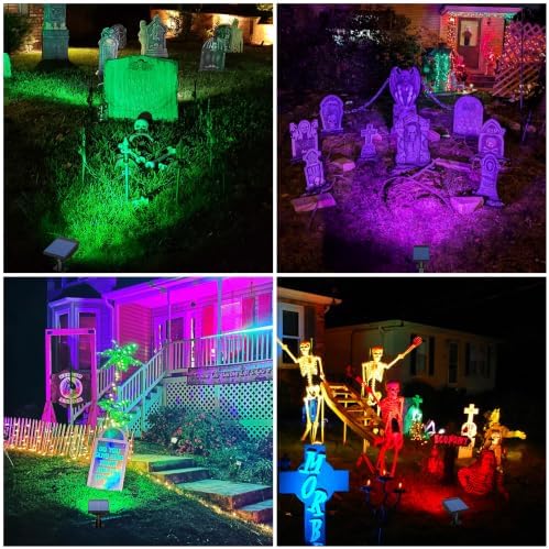 GKGG Solar Spot Lights Outdoor, IP65 Waterproof RGB Color Changing Solar Landscape Lights with 7 Lighting Modes for Yard, Garden, Trees, Pathway & Halloween Decorations Outdoor (Multicolor, 4 Pack) - Image 3