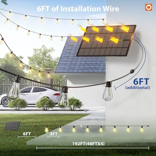 addlon 198FT(192FT+6) Solar String Lights Outdoor, Waterproof, Last 20+ Hrs - Image 6