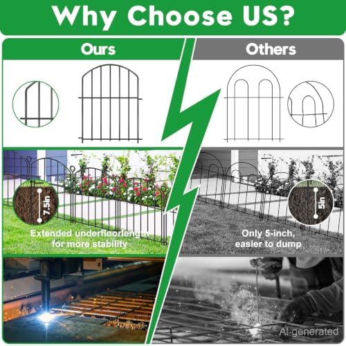 Decorative Garden Fence 17in (H) x30ft (L),Arched Rustproof Metal No Dig - Image 5