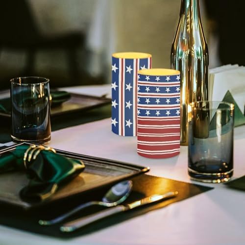 Flameless Candles with Remote and Timers Flickering Battery Operated USA Flag Candles Outdoor LED Pillar Candles for Independence Day Patriotic Decoration Set of 2 - Image 3