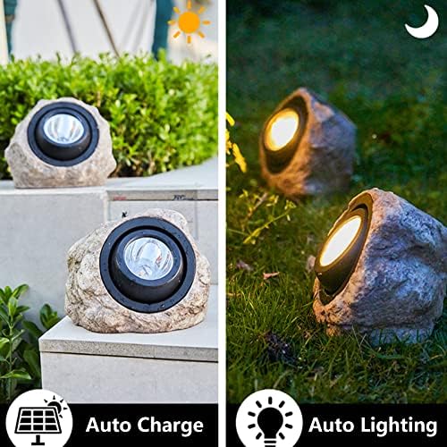 GOODFOEVER Rock Solar Garden Lights, Super Bright Solar Spot Lights, Solar Powered Landscape Lights Outdoor Decorative Waterproof LED Lights for Pathway, Walkway, Yard - Image 4