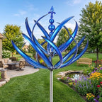 Blue Iron Windmill, 360 Degree Rotation Wind Spinner, Kinetic Wind Sculpture, Metal Yard Art Decor, Weather Ornament for Garden Lawn Patio Backyard Outdoor Landscape Decoration. by DIRBAK