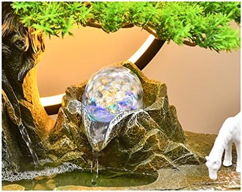 HIHELO Desktop Fountain Tabletop Fountain Resin Rockery Desktop Fountain with LED Light Living Room Decorative Waterscape Ornament Water Fountain Outdoor (Color : Without Nebulizer) - Image 4