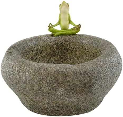 Top Collection Garden Frog Meditating On Large Functional Stone Flower Pot Planter Figurine by Top+Collection