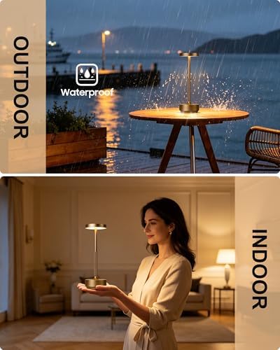 LED Cordless Lamp 5000mAh Table Lights Rechargeable 2-Pack Bronze - Image 3