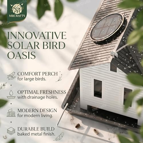 MrCrafts Solar Bird Feeder - Hanging Metal Bird House Feeder with Solar Lights, Outdoor Solar Lantern, Garden Decor for Outside, Unique Gifts for Mom, Grandma, Christmas - Image 3