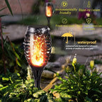 Solar Halloween Lights Outdoor, 6 Pack LED Torch Lights Flickering Flame, Waterproof Tiki Torches for Outside Landscape Decoration Lighting for Lawn, Yard, Halloween Decorations (Warm White-6 Pack) - Image 2