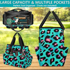 Leopard Pink Garden Tool Bag Tote for Men Women Multiple Pockets Wide Mouth Heavy Duty Waterproof Tool Organizer Bag for Outdoor Lawn Yard Portable Gardening Storage With Elasticbands - Image 3