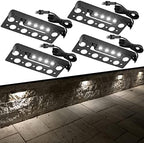 LED Hardscape Lighting,1.5W Outdoor Step Lights,AC/DC 12V Low Voltage IP67 Waterproof Retaining Wall Lights,Stainless Steel Paver Wall Light in Garden Pathway Step Stairs (4 Pack, Cool White) by QACALEDOutdoorRecessedDeckLightingKits