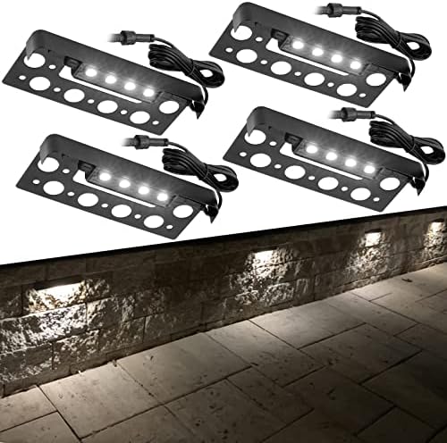 LED Hardscape Lighting,1.5W Outdoor Step Lights,AC/DC 12V Low Voltage IP67 Waterproof Retaining Wall Lights,Stainless Steel Paver Wall Light in Garden Pathway Step Stairs (4 Pack, Cool White) by QACALEDOutdoorRecessedDeckLightingKits