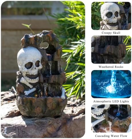 15.9" H Halloween Water Fountain Outdoor ＆ Indoor,Garden Fountain with LED - Image 4