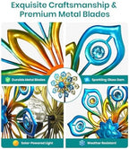 63" Solar Wind Spinners Outdoor, 13" Metal Kinetic Garden Art Decor - Image 6