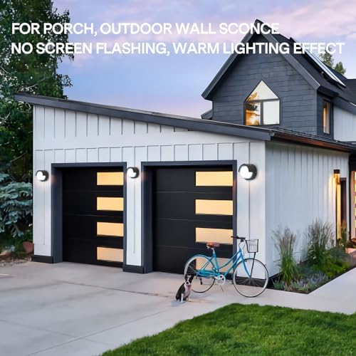 2-Pack Black Circular Aluminum Outdoor Wall Sconces - Image 6