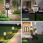 Kalium Outdoor Post Lights, 3 Light Lamp Post Light Fixture Hardwired with Clear Beveled Glass, 23" Large Waterproof Lamp Pillar Fixtures for Yard Pathway Porch Patio 60W Matte Black - Image 6