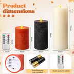 Retisee 3 Pcs 6/8/12" Fall Flameless LED Candles Decorations for Home - Image 2
