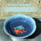 10" W Ceramic Bird Bath Bowl,Bird Bath for Outside with 2 Koi Fish Decor. - Image 5
