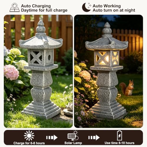 Resin Solar Pagoda Garden Statues for Yard and Garden Unique Zen Decor - Image 4