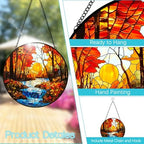 Sunset Suncatcher Stained Glass Window Hanging Decor - Tree River Sun Catchers Indoor Home Outdoor Garden Decorations - Handmade Wall Art Ornaments Panels - Birthday Gifts for Women Men Mom Grandma - Image 2