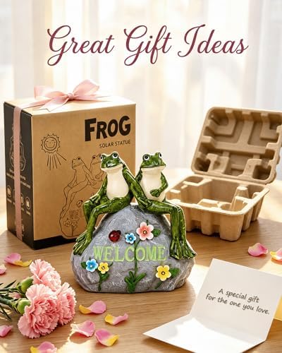 Nacome Solar Frog Garden Statue - Succulent & 7 LED Lights, Outdoor Decor - Image 2