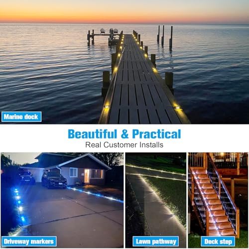 VOLISUN Solar Driveway Dock Deck LED Outdoor Lights 2 Colors Modes 12 Pack - Image 6