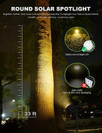 DBF Solar Lights Outdoor, 600LM Solar Spotlights Outdoor Waterproof, 2 Brightness Mode Adjustable 18 LED Flag Pole Light for Garden Yard Patio Landscape Driveway Garage Pool(Warm White, 2 Pack) - Image 2