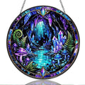 9.84 Inch Stained Glass Window Hanging Crystal Cave Forest Mushroom Sun Catchers Fantasy Nature Landscape Art Suncatchers for Home Porch Garden Indoor & Outdoor Decor by Unknown