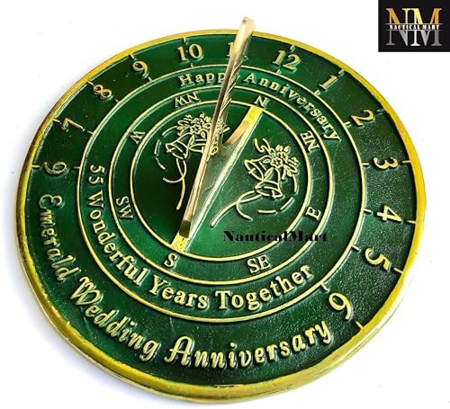 55th Emerald Wedding Anniversary Sundial Gift for Him or Her, Husband or Wife, Parents, Grand Parents, Couples to Celebrate Anniversary Unique Gift Her Parents Or Couples 55 Year Celebration - Image 2