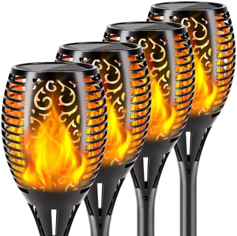 Upgraded Solar Torch Lights 4 Pack, 43" 96 LED Waterproof Outdoor Dancing Flames, Auto On/Off Dusk to Dawn Flickering Landscape Lighting for Pathway Yard Patio Garden Decoration. by Fitybow