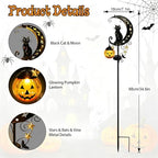 Solar Halloween Black Cat Pumpkin Moon Garden Stake Light Outdoor Decor 2Pk - Image 2