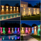 NIORSUN Solar Fence Lights,24 Pack Wall Lights Waterproof,Led Outdoor Lights 3000K/4500K/6000K+ RGB Up & Down Deck Light,Solar Powered Light for Backyard/Pool/Railing/Patio/Porch/Step White - Image 6