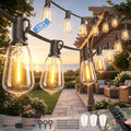 Outdoor String Lights 80FT, 50+3 Bulbs,120W Dimmer Romote, IP65 Waterproof by Eubricoo