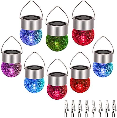 SUNWIND Hanging Solar Ball Lights Outdoor - 8 Pack Auto Color Changing Cracked Glass Decorative Garden Lights Hanging Solar Lanterns for Yard, Patio, Fence, Tree, or Holiday Decoration(Multi-Color) by SUNWIND