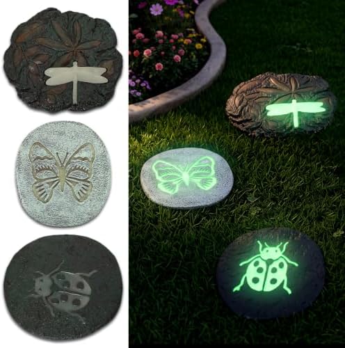 3 Pcs Glow in The Dark Stepping Stones for Garden by Unknown