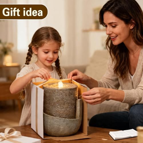 18H Modern Outdoor Water Fountain Zen-Style with Warm LED Lights - Image 7