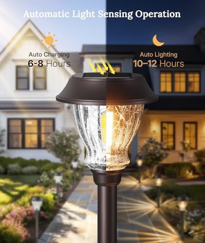 XMCOSY+ Solar Garden Lights Outdoor 6 Pack, Warm White Landscape Lighting - Image 5