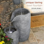 Alpine Corporation HIM562 Outdoor 4 Tier Stone Bowl Fountain with LED Lights for Garden, Patio, Yard, and Outdoor Spaces, 42" H, Gray - Image 6