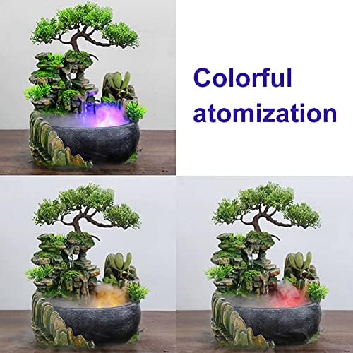 Rockery Stream Tabletop Fountain, Zen Meditation Indoor Waterfall Feature with Automatic Pump and Switch, Desktop Fountain for Home Office Bedroom Decoration(US regulations Include Fog) - Image 6