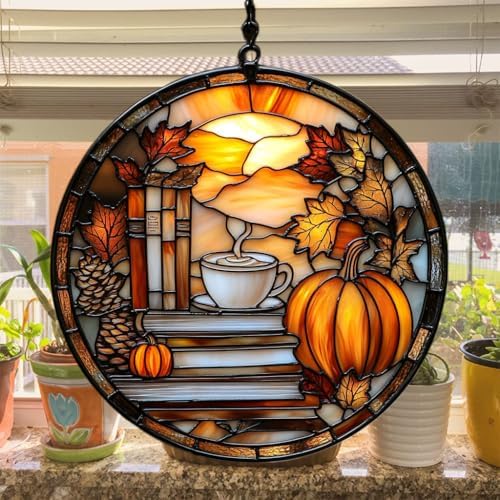 Autumn Pumpkin Spice and Books Acrylic Suncatcher - Image 4