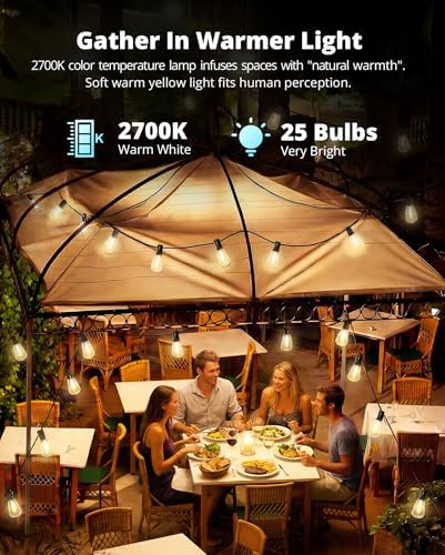 Outdoor String Lights 50FT, Patio Lights Outdoor Waterproof with 27 Bulbs - Image 4