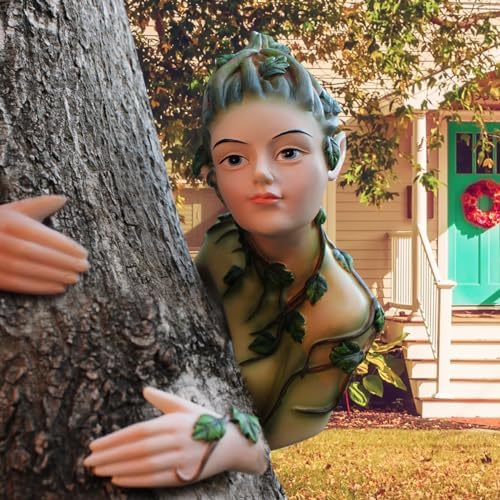 Vine Fairy Tree Hugger Garden Peeker, Whimsical Tree Sculpture, Resin Yard Art Tree Faces Decor Outdoor Garden Decorations Gift for Fairytale Lovers - Image 6