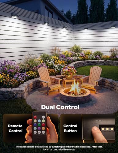 VOLISUN Fence Lights Solar Powered with Remote 8 Pack, Warm White, Cool White and RGB Color Glow LED Solar Lights Outdoor, Dusk to Dawn Solar Fence Lights for Patio, Backyard, Railing, Deck, and Wall - Image 2