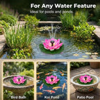 2Pcs Solar Floating Fountain with Christmas Lights Spray, Square Solar Bird Bath Fountain for Garden Pond, Floating Lotus Fountains Outdoor Water Feature - Image 6
