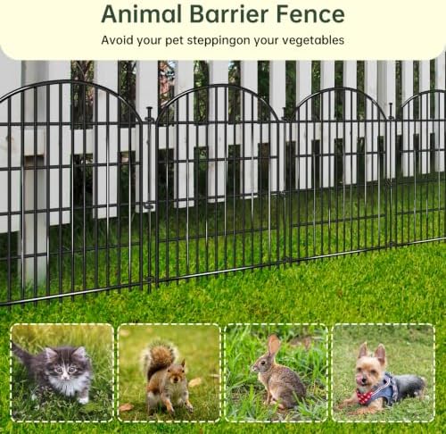 20 Panels No Dig Decorative Garden Fence, 33in(H) x 44ft(L) Animal Barrier, Rustproof Metal Temporary Dog Fence for Outdoor Yard, Patio, Flower Bed - Image 3