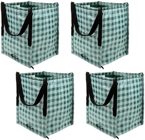 DURASACK Heavy Duty Storage Tote Bag 22-Gallon, Gingham Green, Pack of 4 by DURASACK