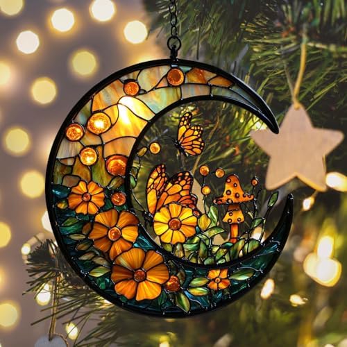 Floral Cresent Moon Acrylic Suncatcher - Image 6