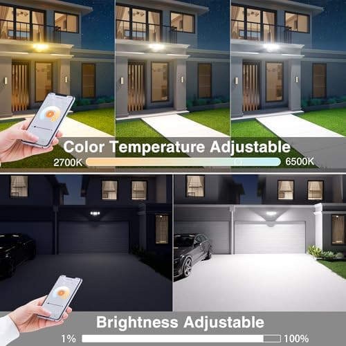 Onforu 55W Smart LED Flood Lights Outdoor, 5500LM, Tunable 2700K-6500K, APP Control, WiFi Alexa Security Lights with Timer & Adjustable 3 Head, IP65 Waterproof for House, Yard, Porch, Garage, Backyard - Image 4