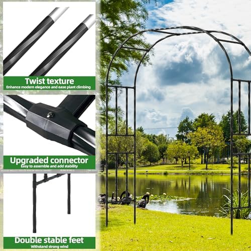 Garden Arch Trellis, 7.9FT Metal Arbor Archway for Climbing Plants Outdoor - Image 2
