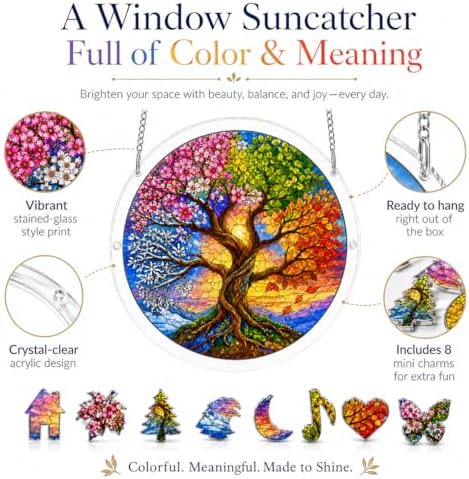 Acrylic Jigsaw Puzzle Suncatcher - 7/8/9 in Sun Catcher Puzzle Garden Decoration, DIY Sun Catcher Kit Home Decor for Window Garden Hanging, Gift for Women, Mom, Friends (Tree of Life, 9 in) - Image 3